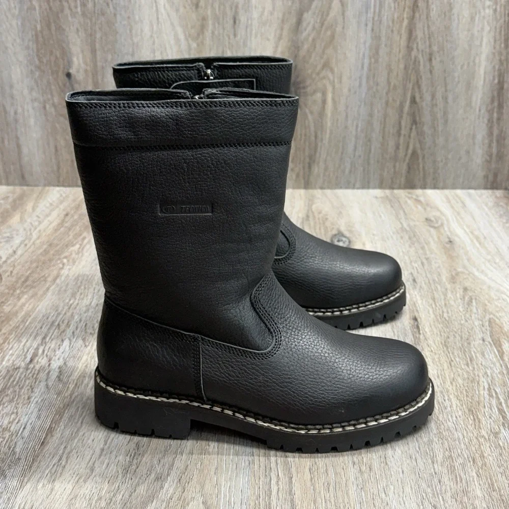 TECNICA Leather Outdoor Boots Mens 9.5 Side Zip Rubber Lug Sole Never Worn
